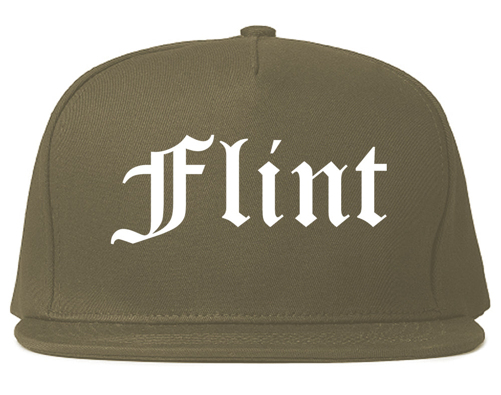 Flint Michigan MI Old English Mens Snapback Hat Grey