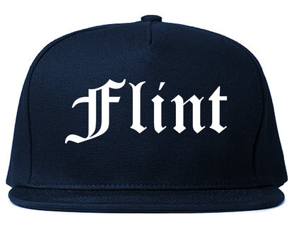 Flint Michigan MI Old English Mens Snapback Hat Navy Blue