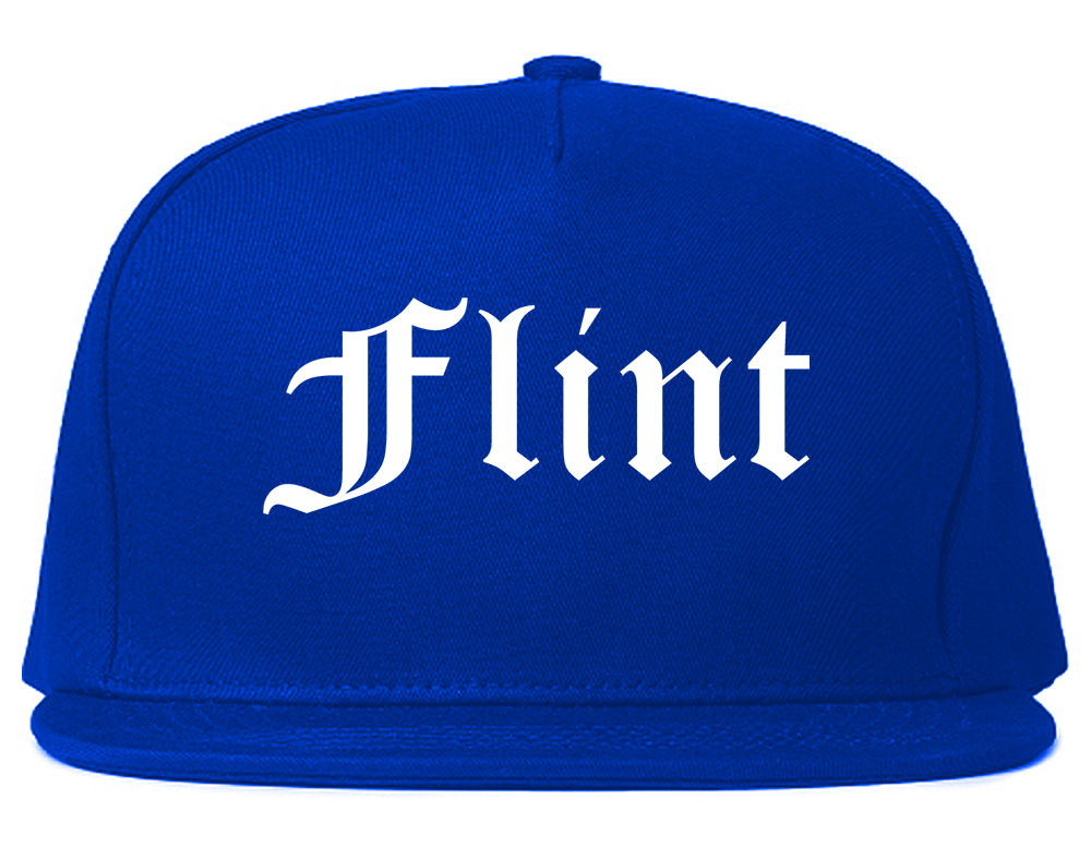 Flint Michigan MI Old English Mens Snapback Hat Royal Blue