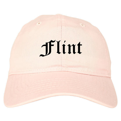 Flint Michigan MI Old English Mens Dad Hat Baseball Cap Pink
