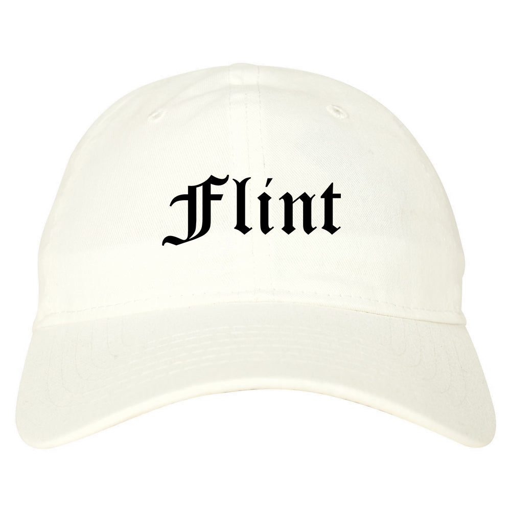 Flint Michigan MI Old English Mens Dad Hat Baseball Cap White