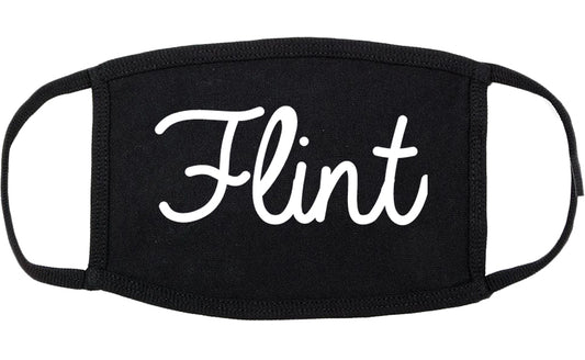 Flint Michigan MI Script Cotton Face Mask Black