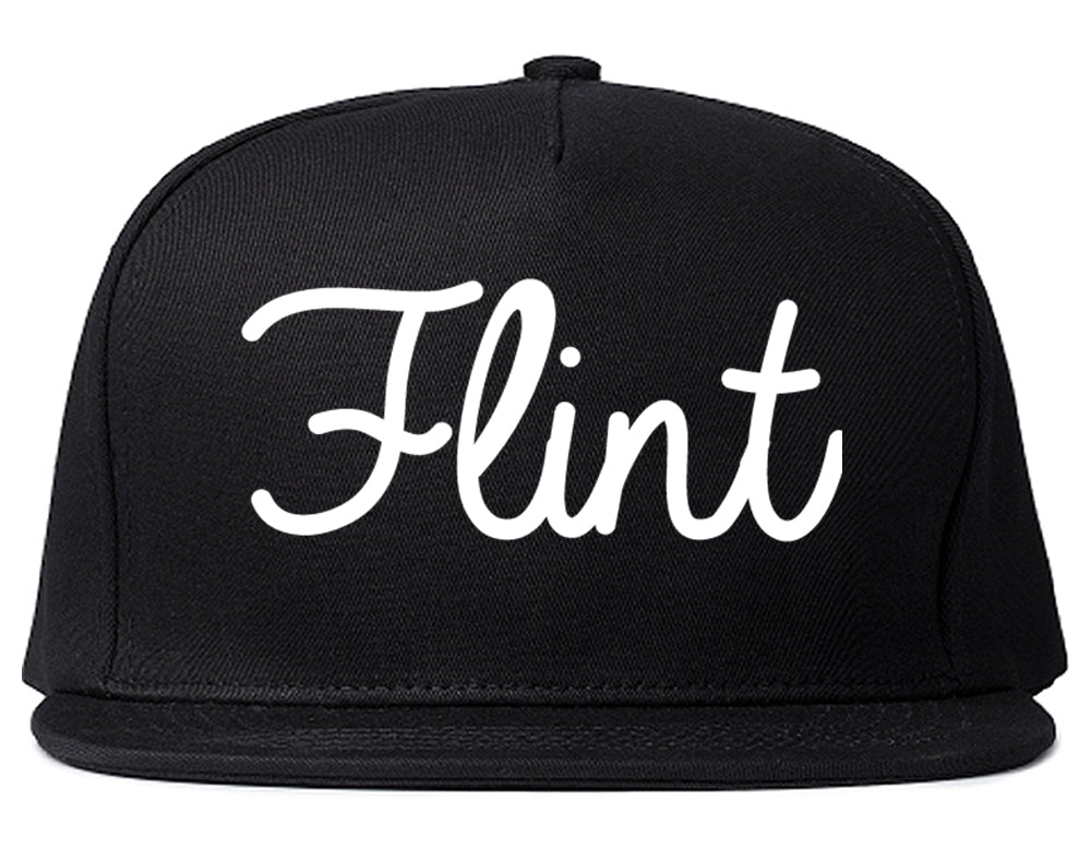 Flint Michigan MI Script Mens Snapback Hat Black