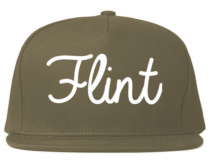 Flint Michigan MI Script Mens Snapback Hat Grey