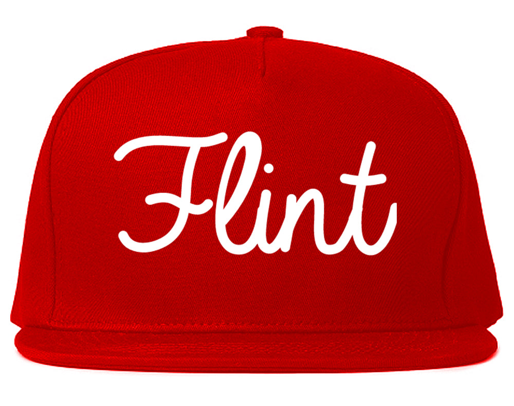 Flint Michigan MI Script Mens Snapback Hat Red