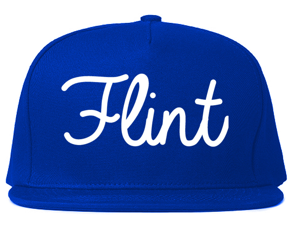 Flint Michigan MI Script Mens Snapback Hat Royal Blue
