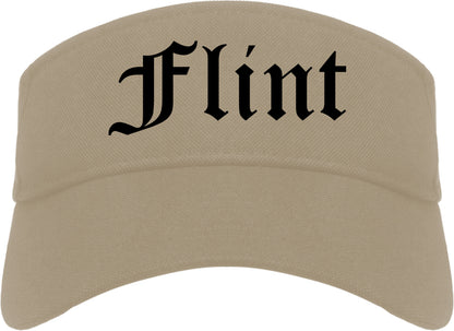 Flint Michigan MI Old English Mens Visor Cap Hat Khaki