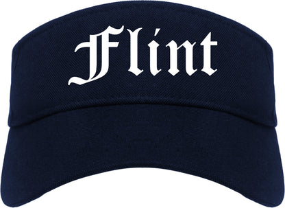 Flint Michigan MI Old English Mens Visor Cap Hat Navy Blue
