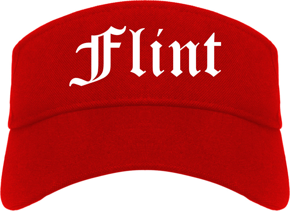 Flint Michigan MI Old English Mens Visor Cap Hat Red