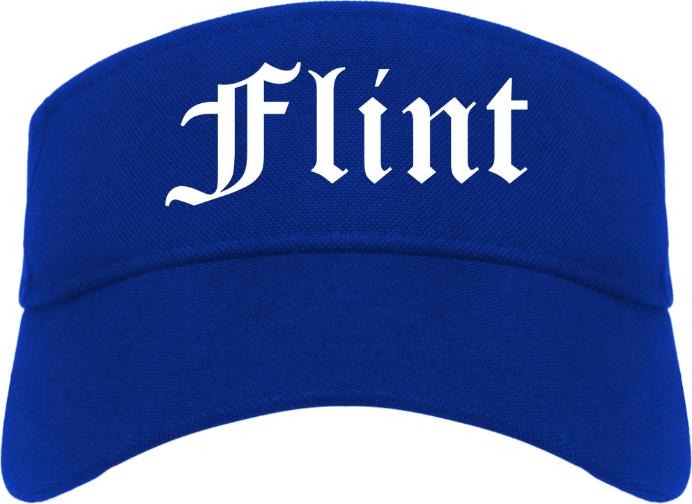 Flint Michigan MI Old English Mens Visor Cap Hat Royal Blue