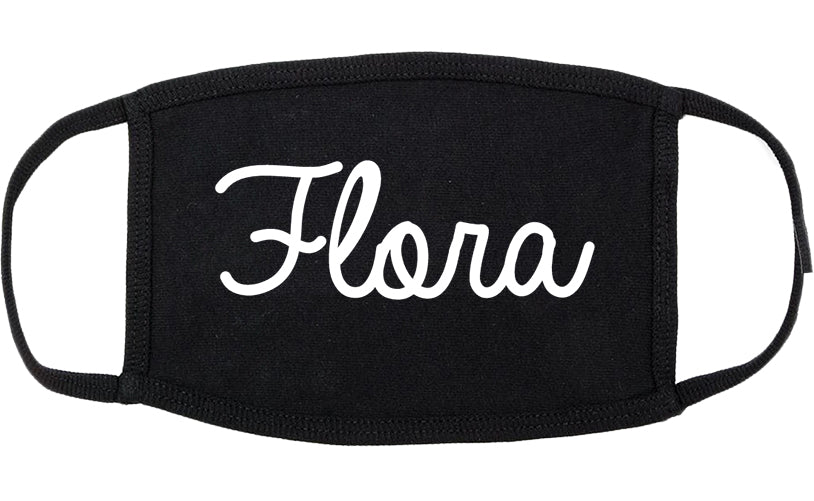 Flora Illinois IL Script Cotton Face Mask Black