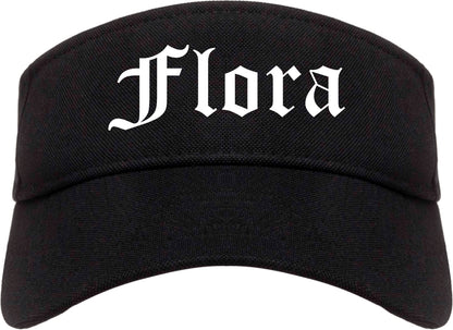 Flora Illinois IL Old English Mens Visor Cap Hat Black