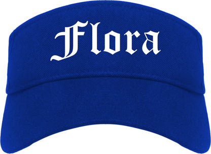 Flora Illinois IL Old English Mens Visor Cap Hat Royal Blue