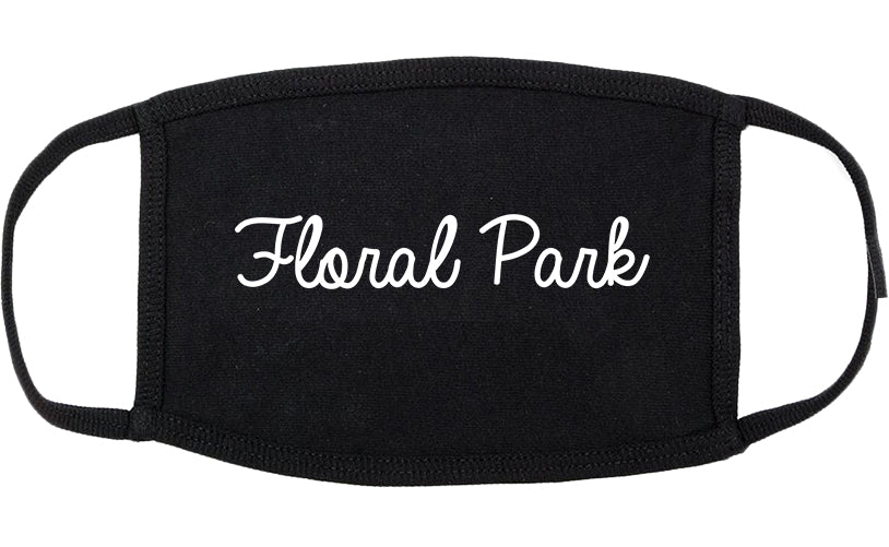 Floral Park New York NY Script Cotton Face Mask Black