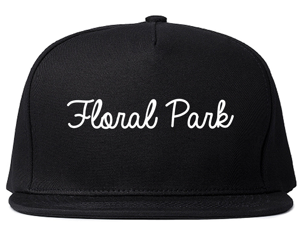 Floral Park New York NY Script Mens Snapback Hat Black