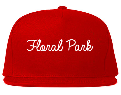 Floral Park New York NY Script Mens Snapback Hat Red