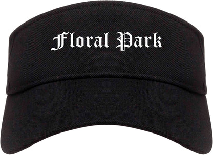 Floral Park New York NY Old English Mens Visor Cap Hat Black