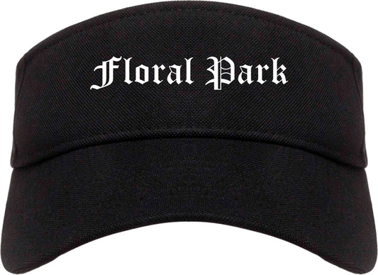 Floral Park New York NY Old English Mens Visor Cap Hat Black