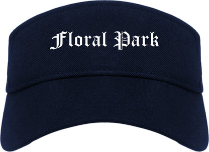 Floral Park New York NY Old English Mens Visor Cap Hat Navy Blue
