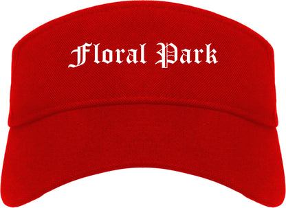 Floral Park New York NY Old English Mens Visor Cap Hat Red