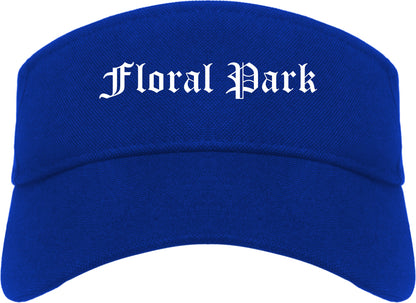 Floral Park New York NY Old English Mens Visor Cap Hat Royal Blue