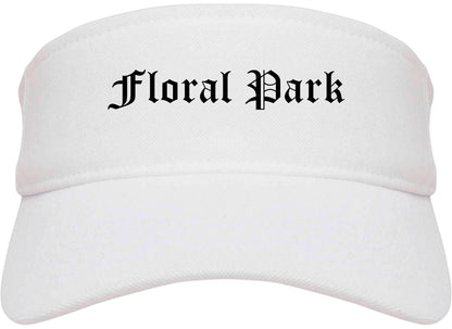 Floral Park New York NY Old English Mens Visor Cap Hat White