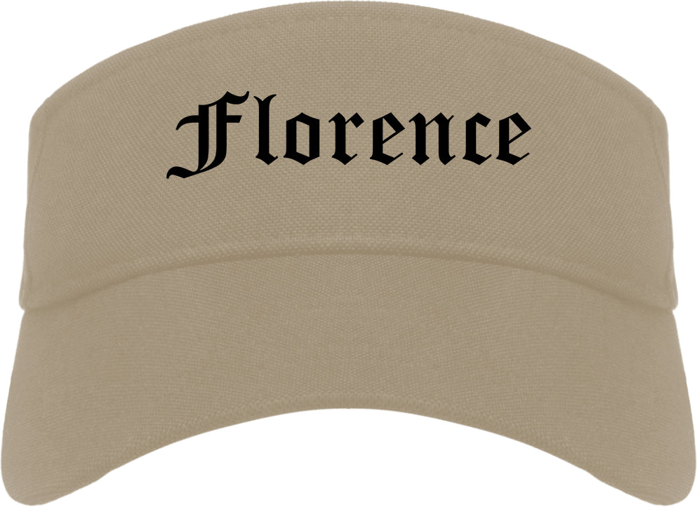 Florence Alabama AL Old English Mens Visor Cap Hat Khaki