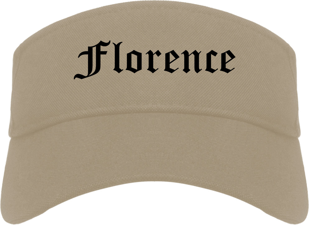 Florence South Carolina SC Old English Mens Visor Cap Hat Khaki