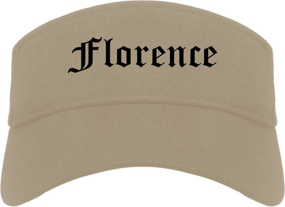 Florence South Carolina SC Old English Mens Visor Cap Hat Khaki