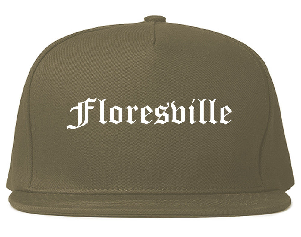 Floresville Texas TX Old English Mens Snapback Hat Grey