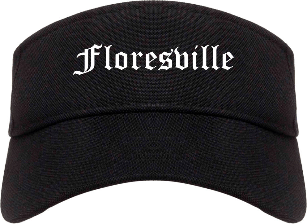 Floresville Texas TX Old English Mens Visor Cap Hat Black