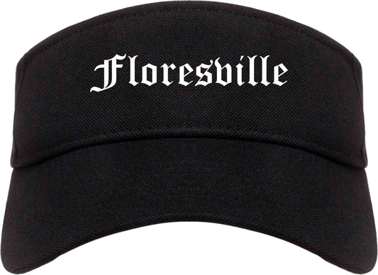 Floresville Texas TX Old English Mens Visor Cap Hat Black