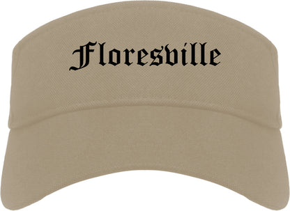 Floresville Texas TX Old English Mens Visor Cap Hat Khaki