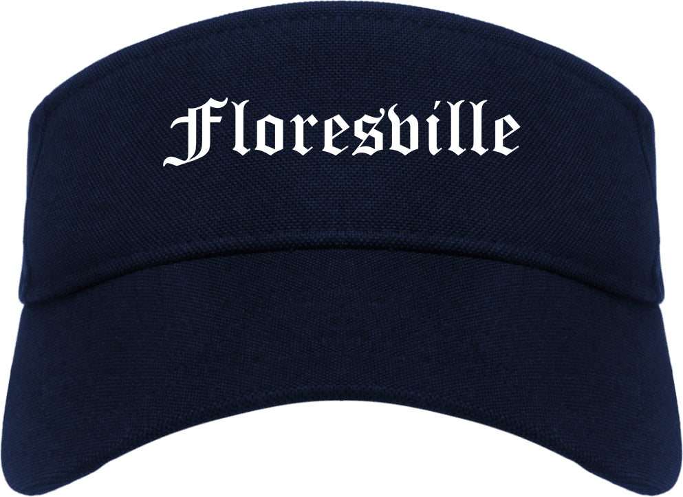 Floresville Texas TX Old English Mens Visor Cap Hat Navy Blue