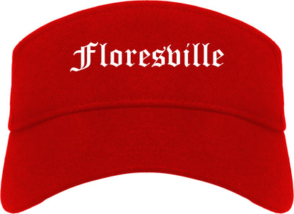 Floresville Texas TX Old English Mens Visor Cap Hat Red