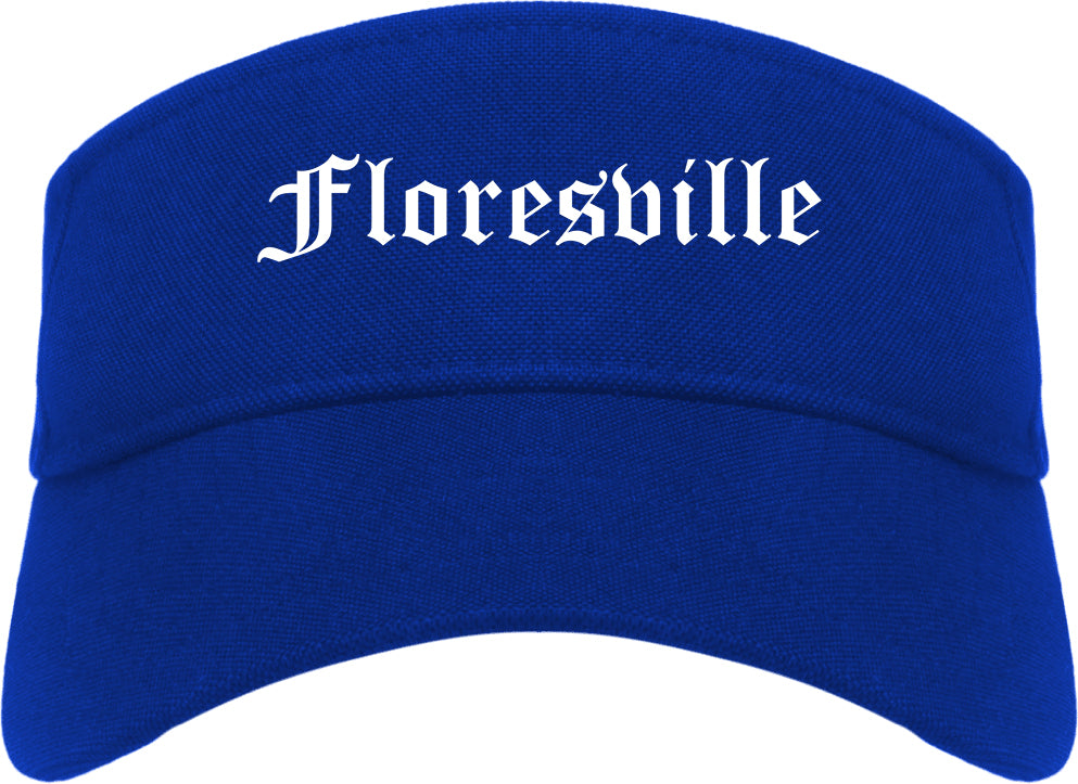 Floresville Texas TX Old English Mens Visor Cap Hat Royal Blue