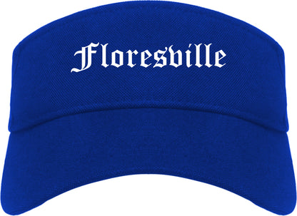 Floresville Texas TX Old English Mens Visor Cap Hat Royal Blue