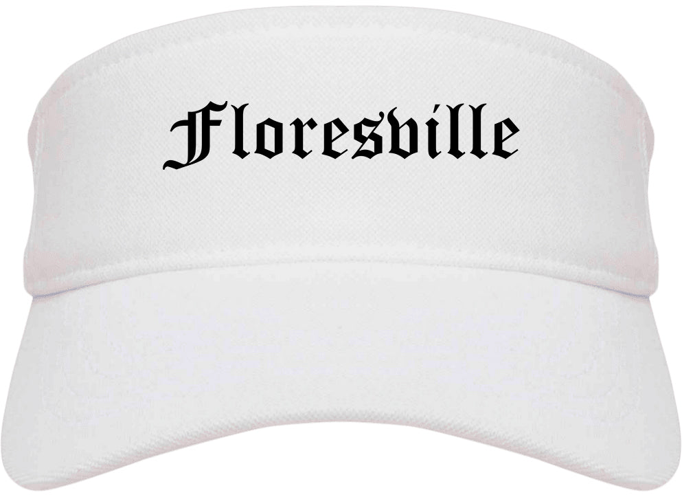 Floresville Texas TX Old English Mens Visor Cap Hat White