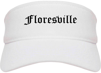 Floresville Texas TX Old English Mens Visor Cap Hat White