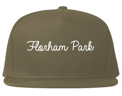 Florham Park New Jersey NJ Script Mens Snapback Hat Grey
