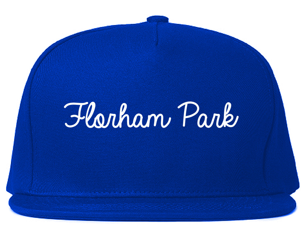 Florham Park New Jersey NJ Script Mens Snapback Hat Royal Blue
