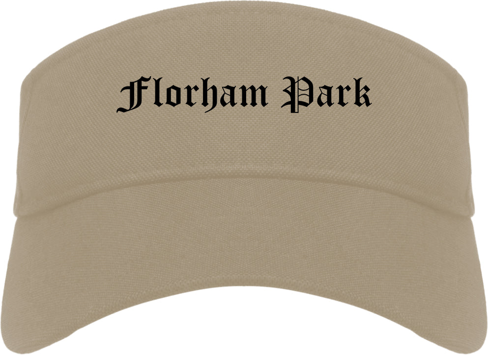 Florham Park New Jersey NJ Old English Mens Visor Cap Hat Khaki
