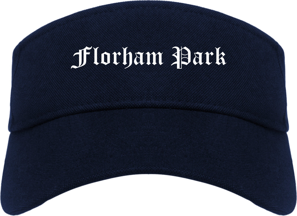 Florham Park New Jersey NJ Old English Mens Visor Cap Hat Navy Blue