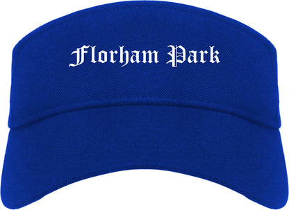 Florham Park New Jersey NJ Old English Mens Visor Cap Hat Royal Blue