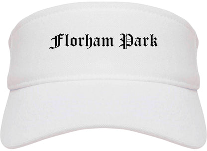 Florham Park New Jersey NJ Old English Mens Visor Cap Hat White