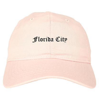 Florida City Florida FL Old English Mens Dad Hat Baseball Cap Pink