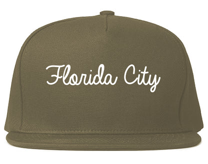 Florida City Florida FL Script Mens Snapback Hat Grey