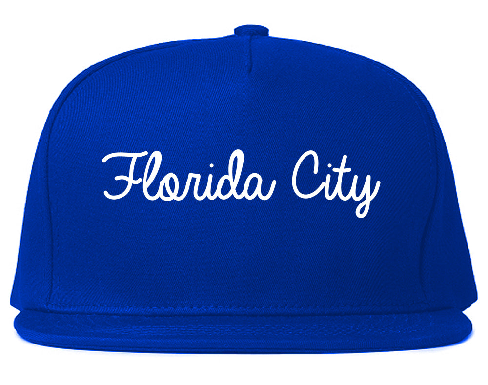 Florida City Florida FL Script Mens Snapback Hat Royal Blue
