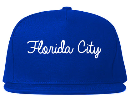 Florida City Florida FL Script Mens Snapback Hat Royal Blue