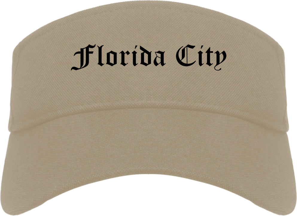 Florida City Florida FL Old English Mens Visor Cap Hat Khaki